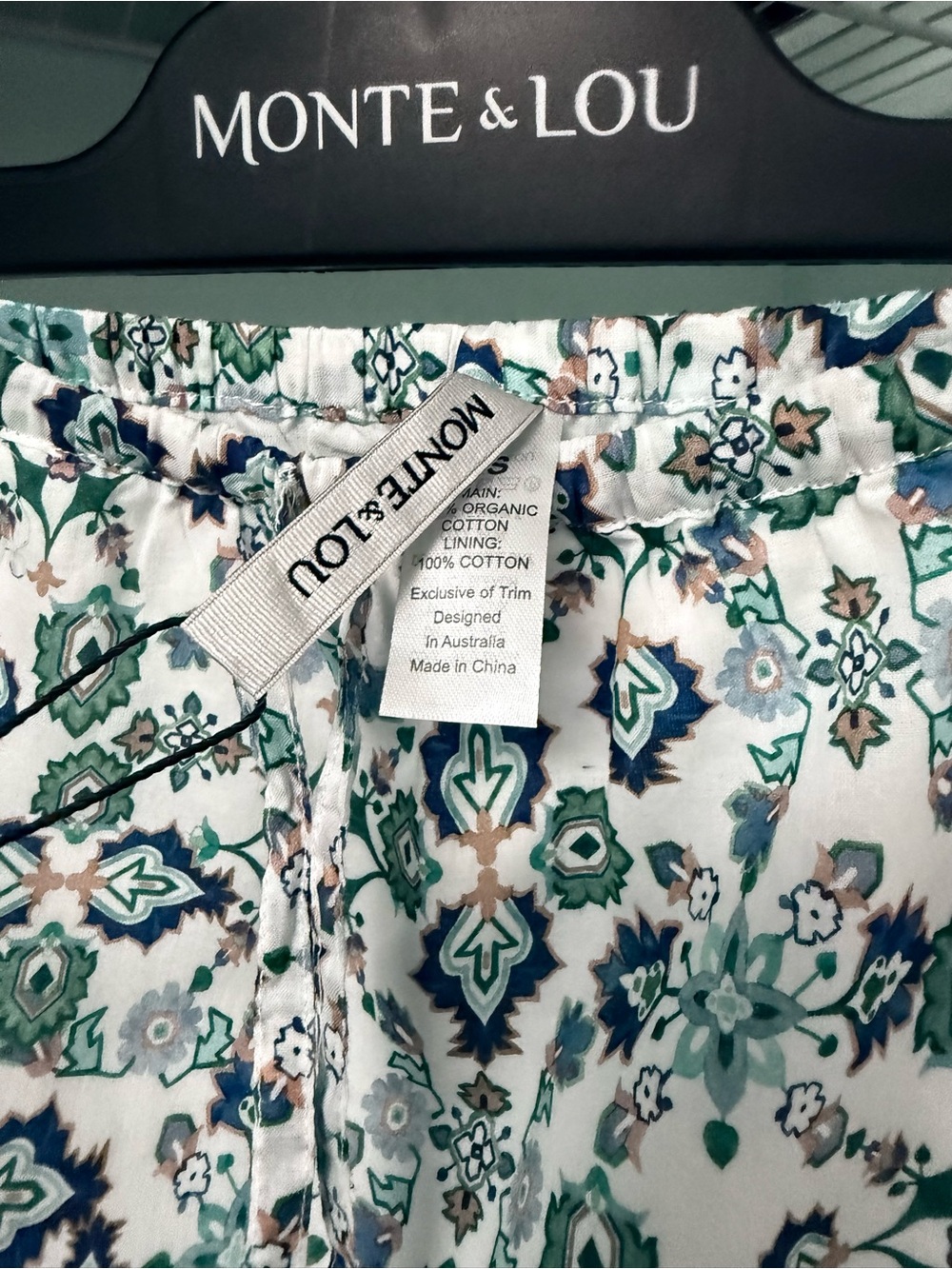 NWT Monte & Lou Maxi Skirt with Green & Blue Floral Medallion Print 100% cotton - Picture 5 of 6